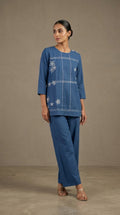 Indigo Bloom Embroidered Co-ord Set