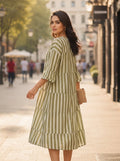 Sage Striped Tiered One-Piece Dress