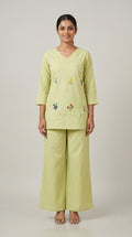 Lime Bloom Embroidered Co-ord Set