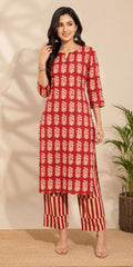 Red Striped Kurti set