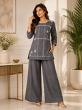 Charcoal Bloom Embroidered Co-ord Set