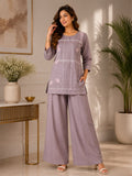 Mauve Bloom Embroidered Co-ord Set