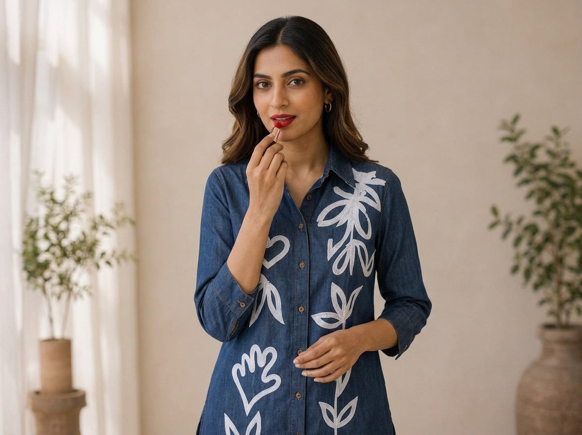Denim Set Floral Print